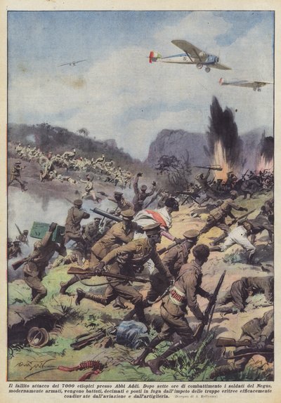 Abbi Addiに対する7000人のエチオピア人の攻撃の失敗 作： Achille Beltrame